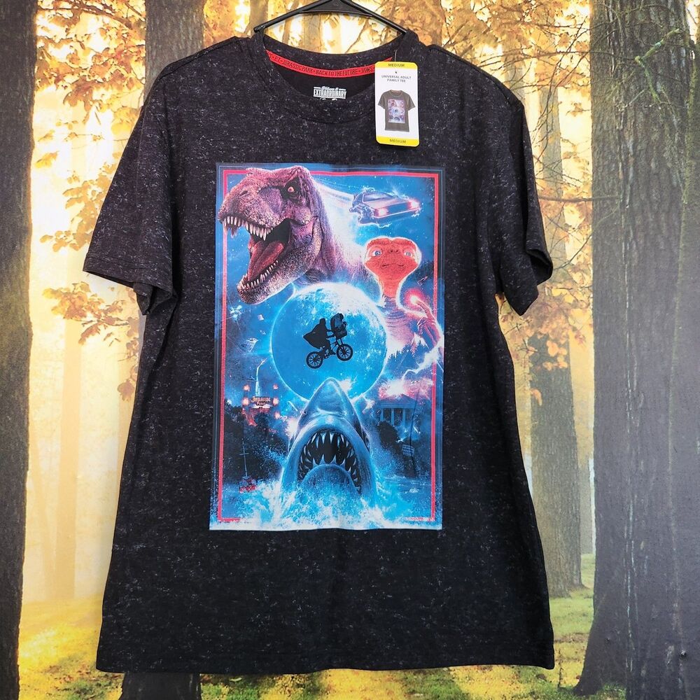 Universal Studios Men’s M Shirt Jaws ET Jurassic Park Back Future Graphic Tee